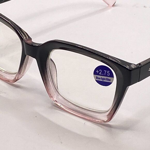0956 Claudia 2.75 Black Pink Gradient Reading Glasses Square Concave Readers NWT - Picture 9 of 10